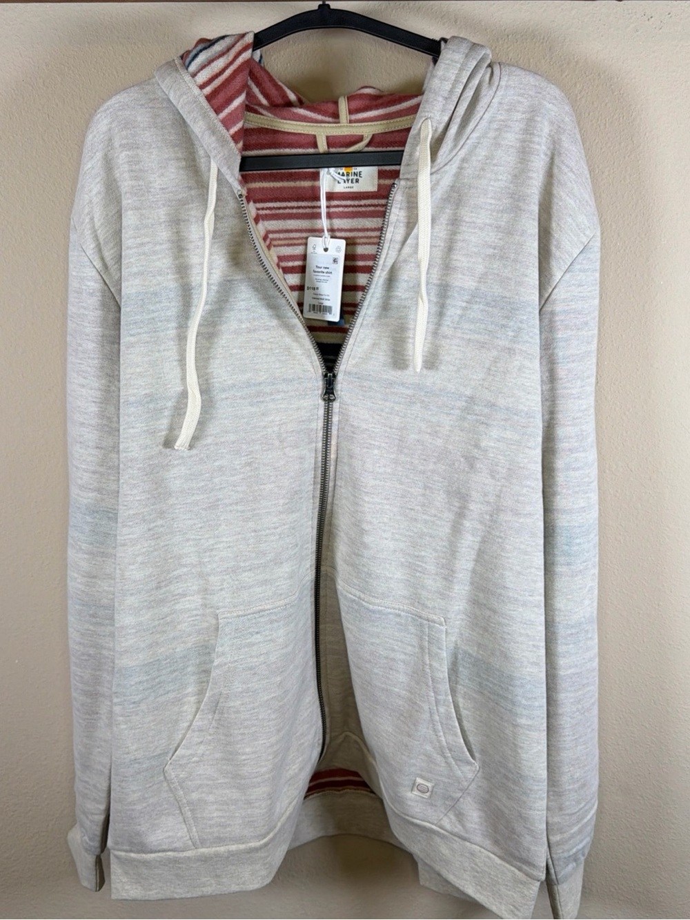NWT Marine Layer Striped Full Zip Hoodie Fleece Super Soft L
